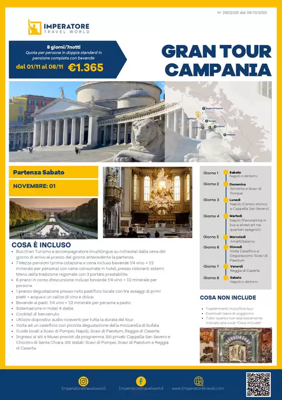 Volantino Imperatore Viaggi a Trezzo sull'Adda | Gran tour Campania Novembre | 2025-10-08T00:00:00.000Z - 2025-11-08T00:00:00.000Z