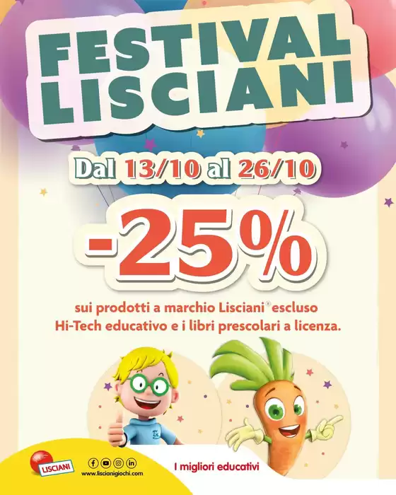 Volantino G di Giochi | Festival lisciani | 2025-10-14T00:00:00.000Z - 2025-10-26T00:00:00.000Z