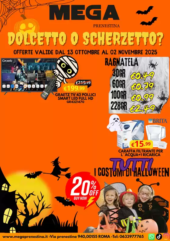 Volantino Mega a Sassano | Mega Prenestina - Dolcetto o scherzetto | 2025-10-13T00:00:00.000Z - 2025-11-02T00:00:00.000Z