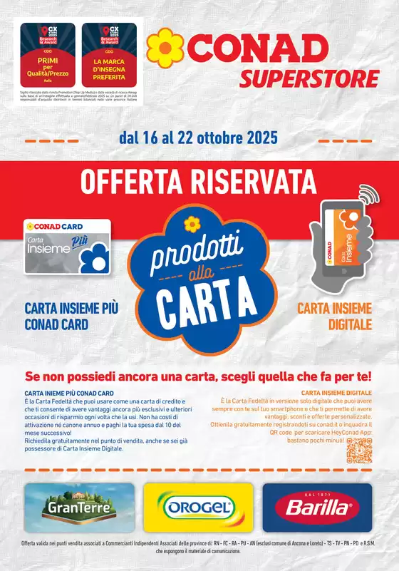 Volantino Conad Superstore | PRODOTTI ALLA CARTA | 2025-10-16T00:00:00.000Z - 2025-10-22T00:00:00.000Z