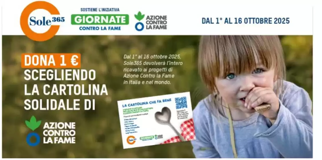 Volantino Sole 365 | Dona 1€ | 2025-10-14T00:00:00.000Z - 2025-10-16T00:00:00.000Z