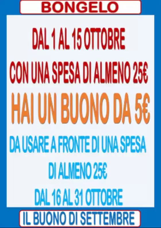 Volantino Bongelo  a Fiorenzuola | Offerte di autunno | 2025-10-15T00:00:00.000Z - 2025-10-31T00:00:00.000Z