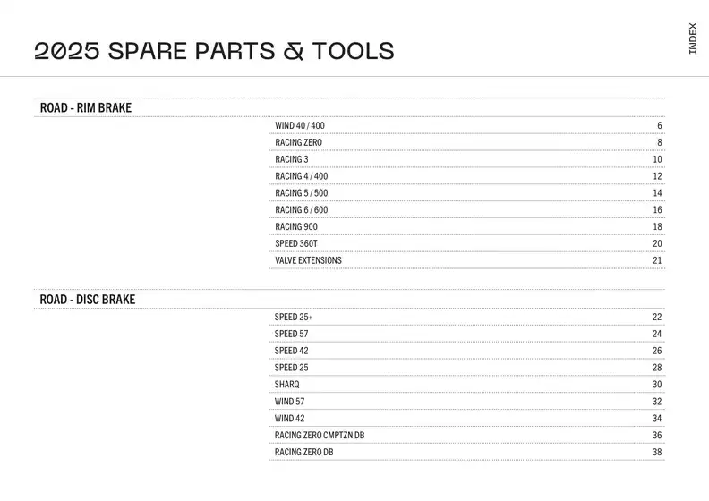 Catalogo Ricambi - Road / Road DB / Gravel / E-Road - 2025