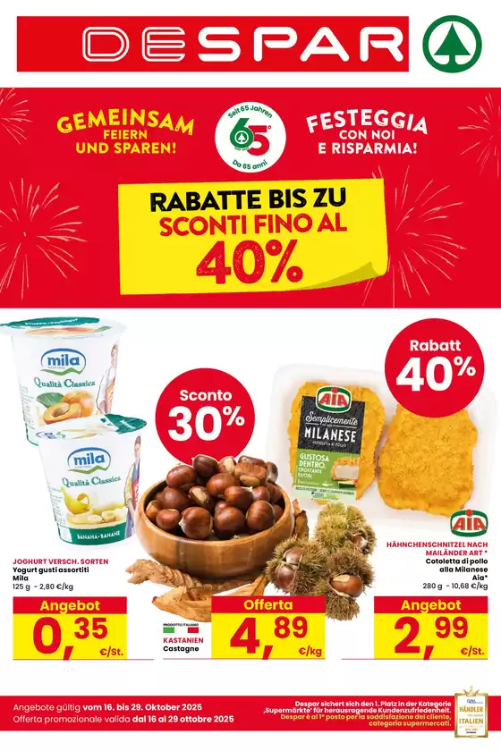 Volantino Despar | Sconti fino al 40% | 2025-10-16T00:00:00.000Z - 2025-10-29T00:00:00.000Z