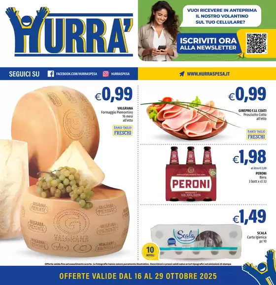 Volantino Hurrà Discount a Bassano del Grappa | Offerte valide dal 16 al 29 ottobre 2025 | 2025-10-16T00:00:00.000Z - 2025-10-29T00:00:00.000Z
