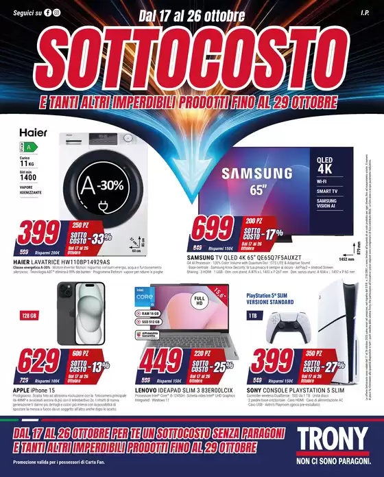 Volantino Trony | Sotto costo | 2025-10-17T00:00:00.000Z - 2025-10-29T00:00:00.000Z