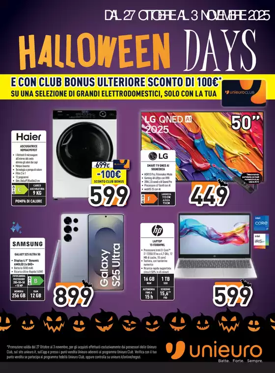 Volantino Unieuro a Castel Maggiore | Halloween days da Unieuro! | 2025-10-27T00:00:00.000Z - 2025-11-03T00:00:00.000Z