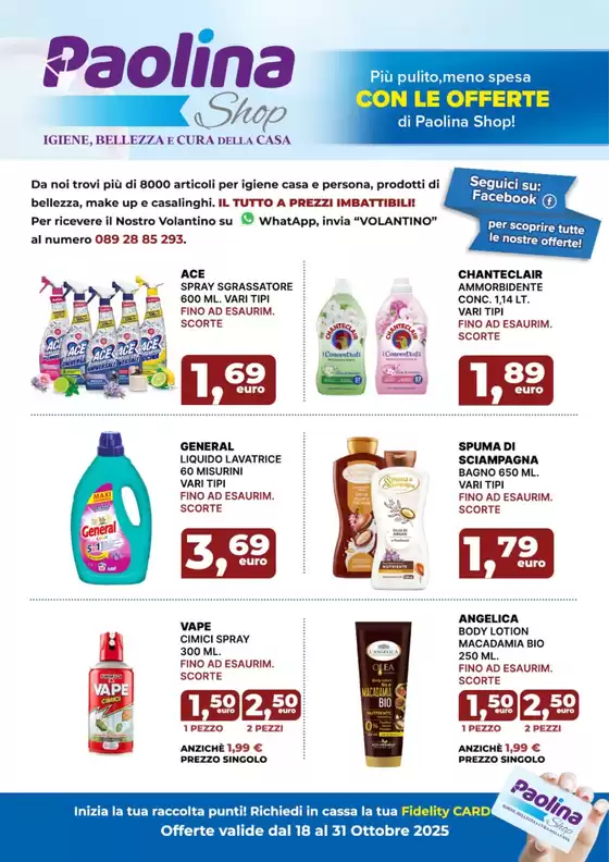 Volantino Paolina Shop | Offerte valide dal 18 al 31 ottobre | 2025-10-20T00:00:00.000Z - 2025-10-31T00:00:00.000Z