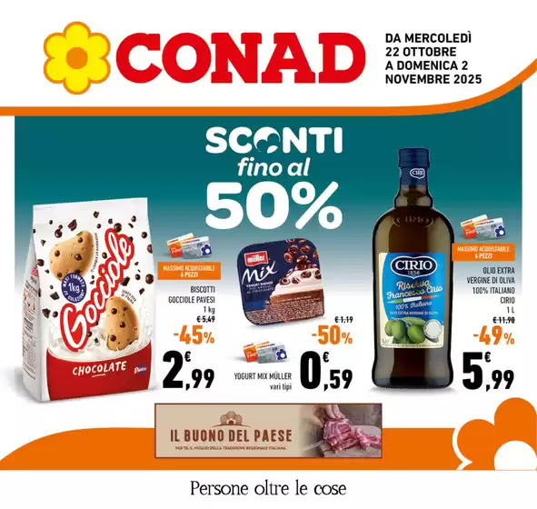 Volantino Conad a Sondrio | Sconti fino al 50% | 2025-10-22T00:00:00.000Z - 2025-11-02T00:00:00.000Z