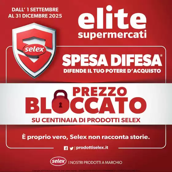 Volantino Elite | Spesa Difesa Selex - Prezzi Bloccati | 2025-10-20T00:00:00.000Z - 2025-12-31T00:00:00.000Z