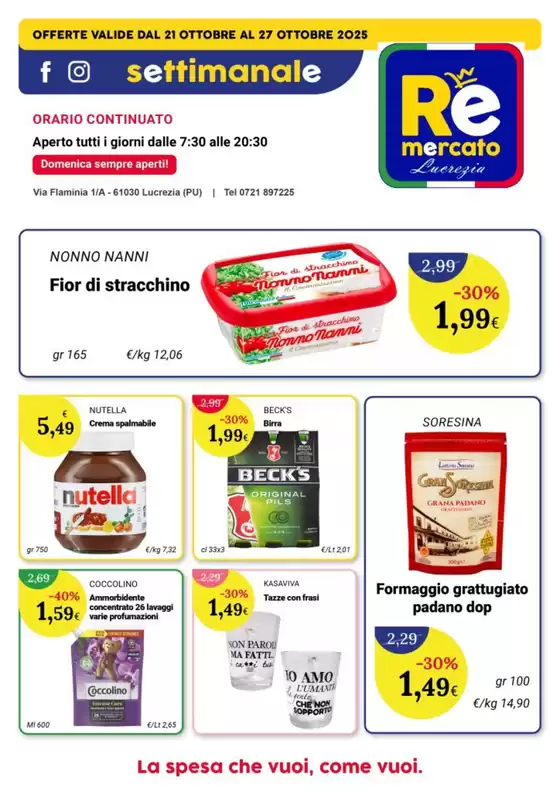 Volantino Re Mercato Lucrezia a Velletri | La spesa che vuoi, come vuoi | 2025-10-21T00:00:00.000Z - 2025-10-27T00:00:00.000Z