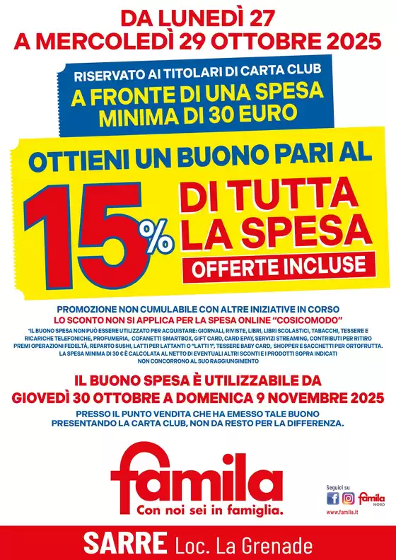 BUONO SCONTO 15% su tutta la spesa