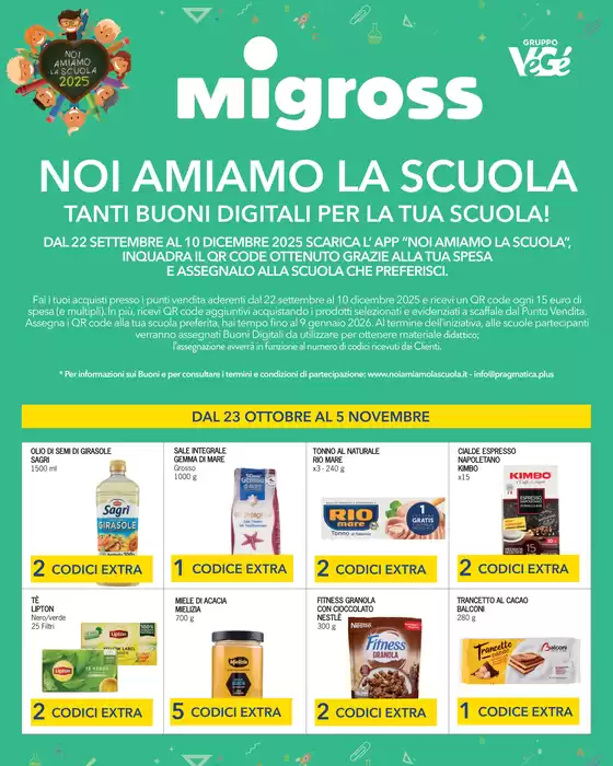 Volantino Migross Supermercati & Market a Melendugno | Noi Amiamo la Scuola | 2025-10-23T00:00:00.000Z - 2025-11-05T00:00:00.000Z