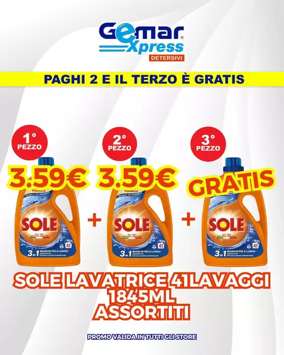 Volantino Gemar Detersivi a Sanremo | Paghi 2 e il terzo e gratis | 2025-10-24T00:00:00.000Z - 2025-11-09T00:00:00.000Z