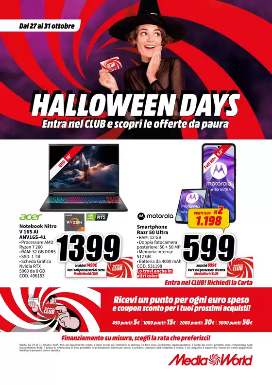 Volantino MediaWorld a Montichiari | Halloween days | 2025-10-27T00:00:00.000Z - 2025-10-31T00:00:00.000Z