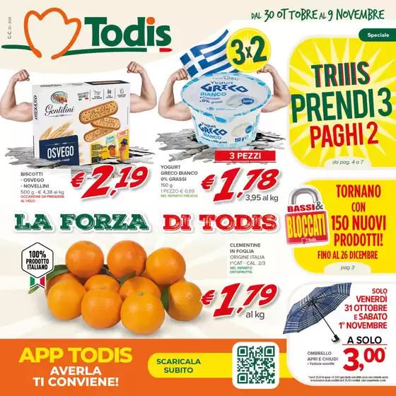Volantino Todis a Caronno Pertusella | Triiis prendi 3 paghi 2  | 2025-10-30T00:00:00.000Z - 2025-11-09T00:00:00.000Z