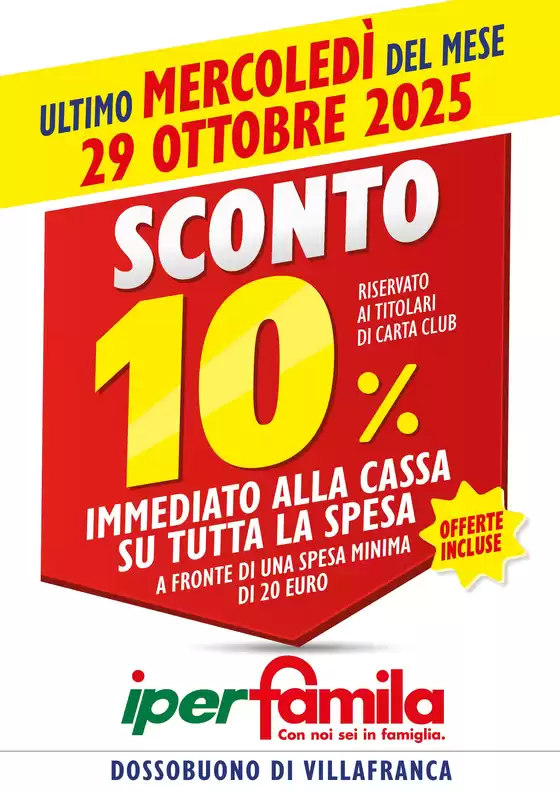 Volantino Iperfamila a Arcugnano | SCONTO 10% SU TUTTA LA SPESA | 2025-10-29T00:00:00.000Z - 2025-10-29T00:00:00.000Z