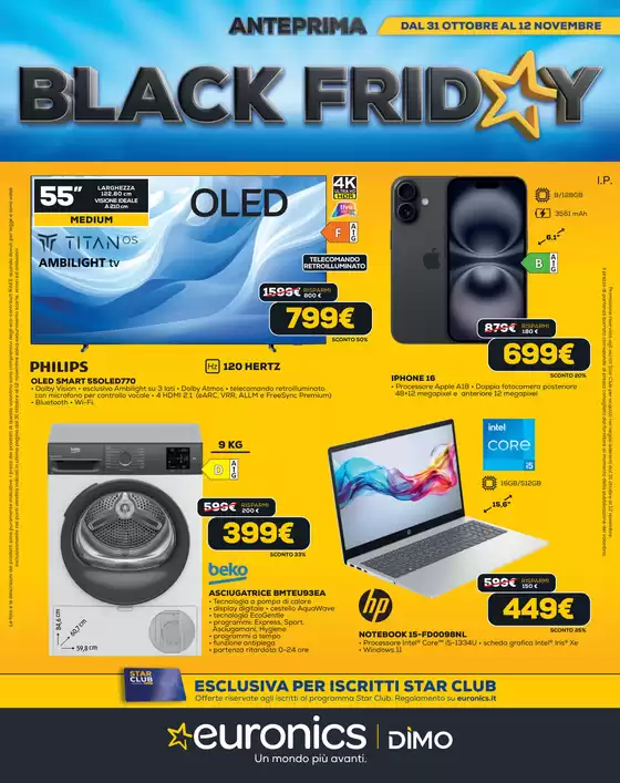 Volantino Euronics | BLACK FRIDAY ANTEPRIMA | 2025-10-31T00:00:00.000Z - 2025-11-12T00:00:00.000Z