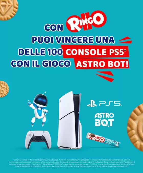 Volantino Ringo a Sestu | Vinci una console PS5 e il gioco Astro Bot | 2025-10-31T00:00:00.000Z - 2025-11-30T00:00:00.000Z
