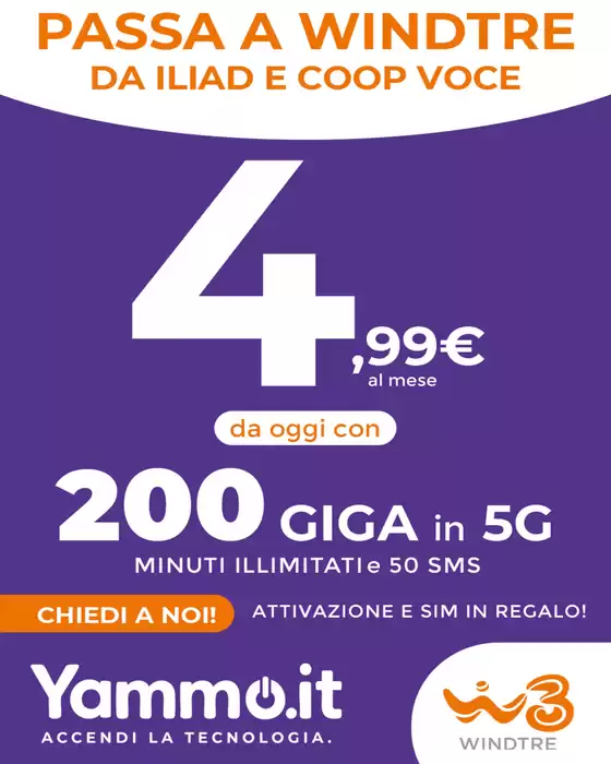 Volantino Yammo a Marcianise | Passa a windtre da iliad e coop voce | 2025-10-01T00:00:00.000Z - 2025-10-31T00:00:00.000Z
