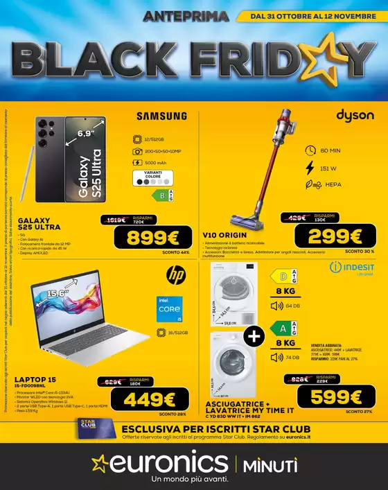 Volantino Euronics | Black Friday in Anteprima | 2025-10-31T00:00:00.000Z - 2025-11-12T00:00:00.000Z