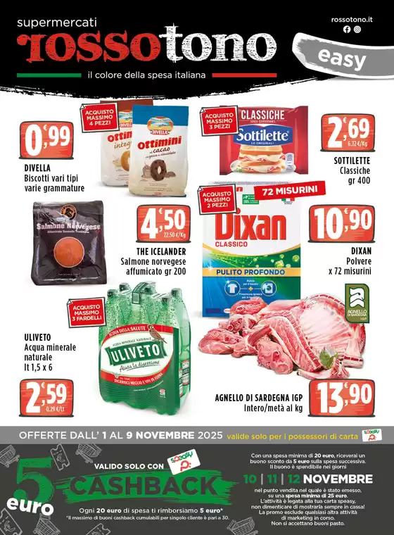 Volantino Supermercati Rossotono Easy | Dall' 1 al 9 Novembre | 2025-11-01T00:00:00.000Z - 2025-11-09T00:00:00.000Z