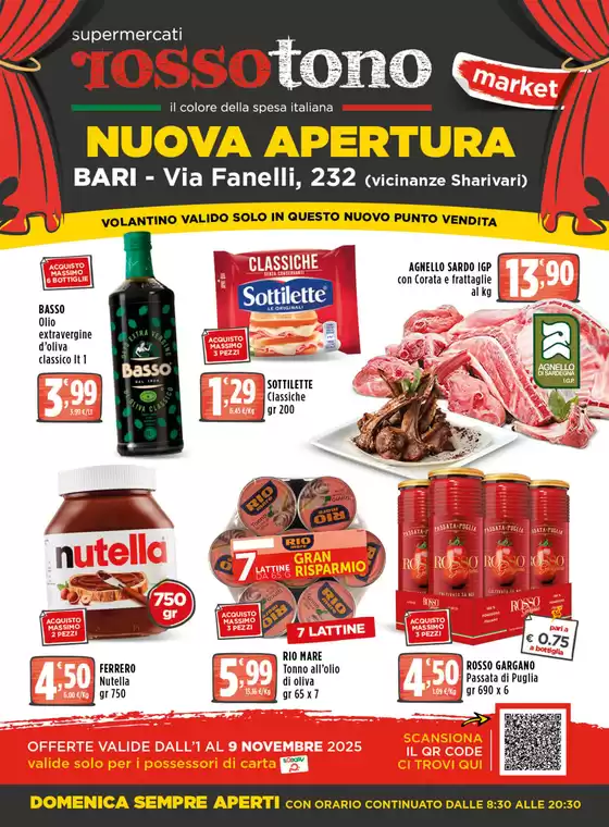Volantino Supermercati Rossotono Market | Nuova apertura | 2025-11-01T00:00:00.000Z - 2025-11-09T00:00:00.000Z