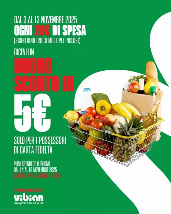 Volantino Vibian a Tarquinia | Buono sconto di 5€ | 2025-11-03T00:00:00.000Z - 2025-11-13T00:00:00.000Z