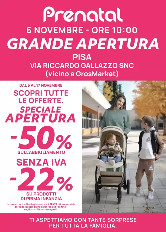 Volantino Prenatal a Cortemilia | Grande apertura Pisa | 2025-11-03T00:00:00.000Z - 2025-11-17T00:00:00.000Z