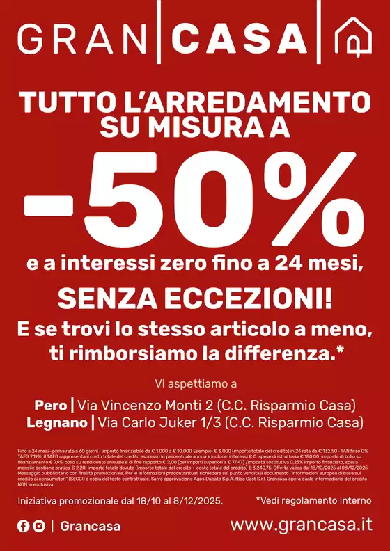 Volantino Grancasa | Tutto l'arrendamento su misura a -50% | 2025-11-03T00:00:00.000Z - 2025-12-08T00:00:00.000Z