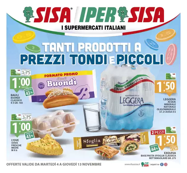Volantino Sisa a Monzuno | Tanti prodotti a prezzi tondi e piccoli | 2025-11-04T00:00:00.000Z - 2025-11-13T00:00:00.000Z