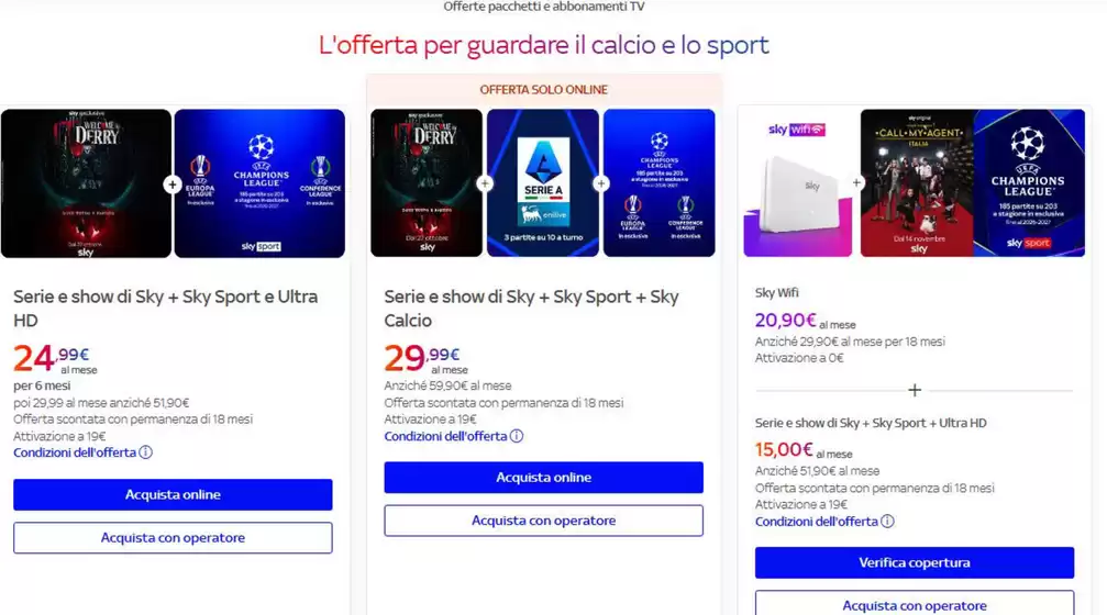 L'offerta per guardare il calcio e lo sport