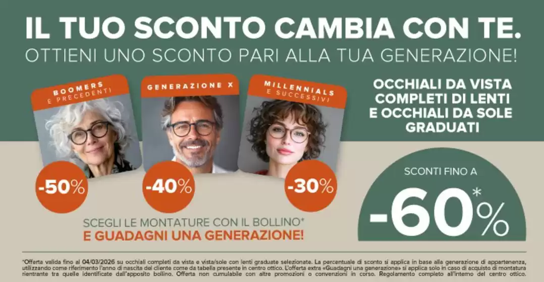 Volantino Ottica VistaSì | Il two sconto cambia cont te | 2025-11-04T00:00:00.000Z - 2026-03-04T00:00:00.000Z