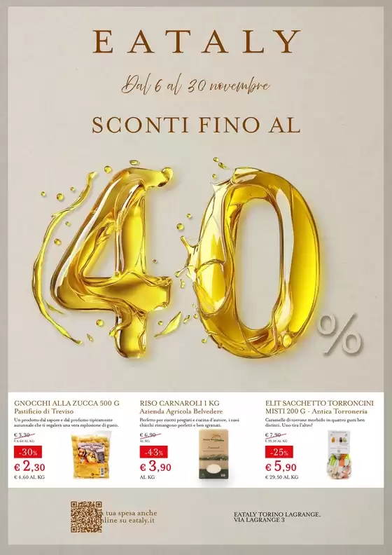 Dal 6 al 30 novembre SCONTI FINO AL 40%