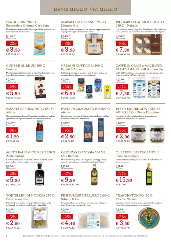 Dal 6 al 30 novembre SCONTI FINO AL 40%