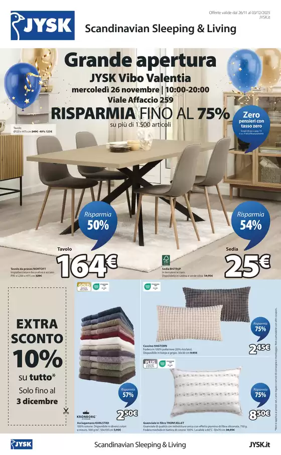Volantino JYSK a Lamezia Terme | Grande apertura - Vibo Valentia | 2025-11-17T00:00:00.000Z - 2025-11-30T00:00:00.000Z