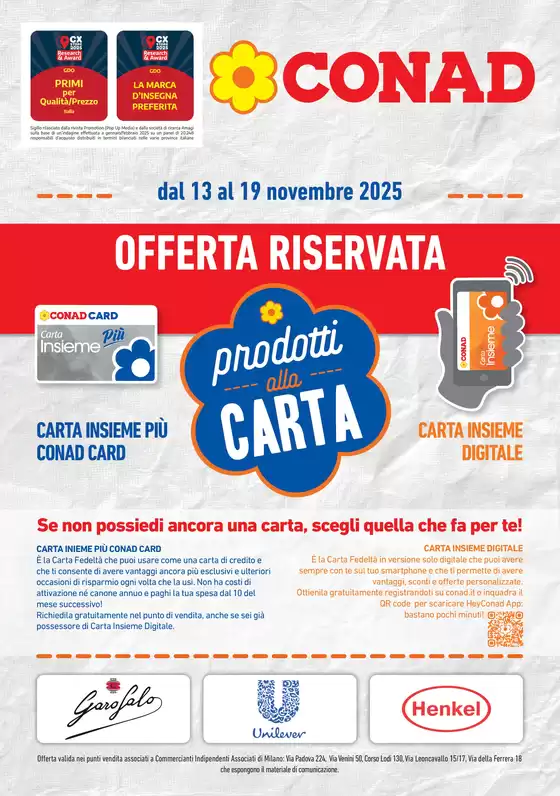 Volantino Conad a Milano | PRODOTTI ALLA CARTA | 2025-11-13T00:00:00.000Z - 2025-11-19T00:00:00.000Z