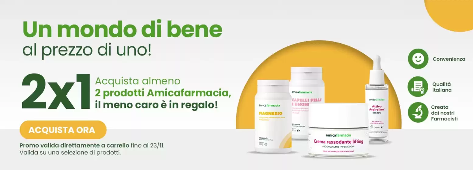 Volantino Amicafarmacia a San Giuliano Milanese | Un mondo di bene al prezzo di uno! | 2025-11-12T00:00:00.000Z - 2025-11-23T00:00:00.000Z