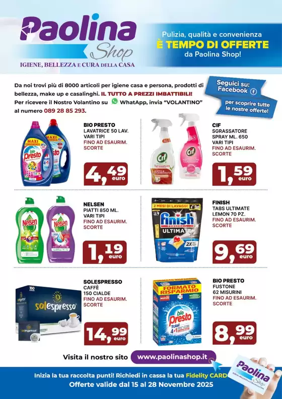 Volantino Paolina Shop | Offerte valide dal 15 al 28 novembre | 2025-11-15T00:00:00.000Z - 2025-11-28T00:00:00.000Z