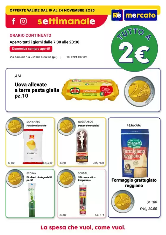 Volantino Re Mercato Lucrezia a Mesagne | Tutto a 2 euro | 2025-11-18T00:00:00.000Z - 2025-11-24T00:00:00.000Z