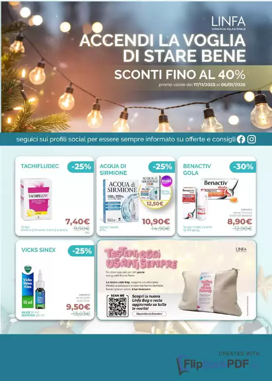 Volantino Linfa Farmacie | Sconti fino al 40% | 2025-11-17T00:00:00.000Z - 2026-01-06T00:00:00.000Z