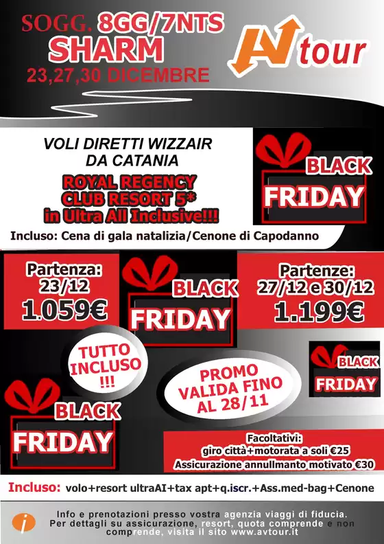 Volantino Av Tour a San Michele Salentino | BLACK FRIDAY SHARM ULTRA ALL INCLUSIVE | 2025-11-21T00:00:00.000Z - 2025-11-28T00:00:00.000Z