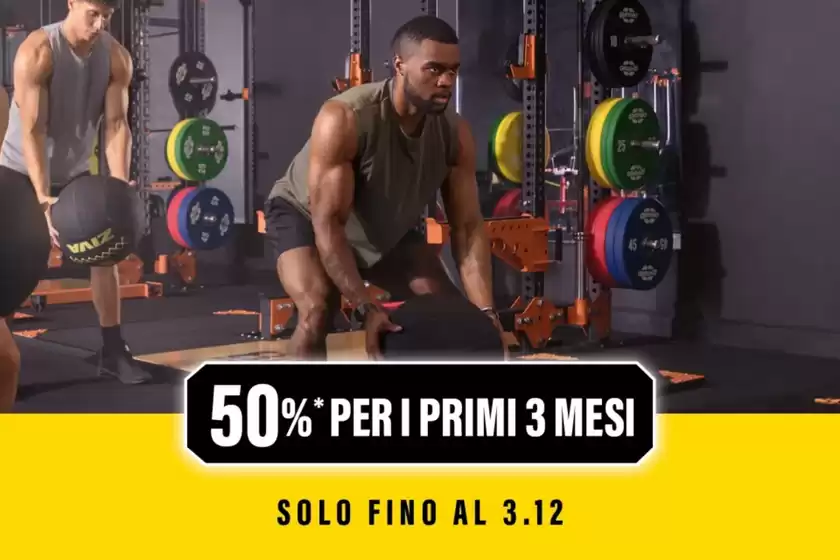 Volantino Gold's Gym a Fiumicino | 50% per i primi 3 mesi | 2025-11-21T00:00:00.000Z - 2025-12-03T00:00:00.000Z