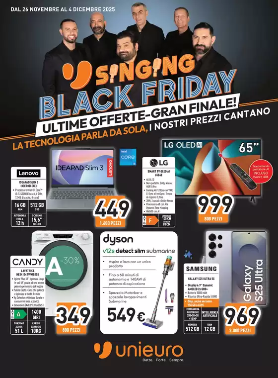 Volantino Unieuro a Massafra | Gran Finale Singing Black Friday! | 2025-11-26T00:00:00.000Z - 2025-12-04T00:00:00.000Z
