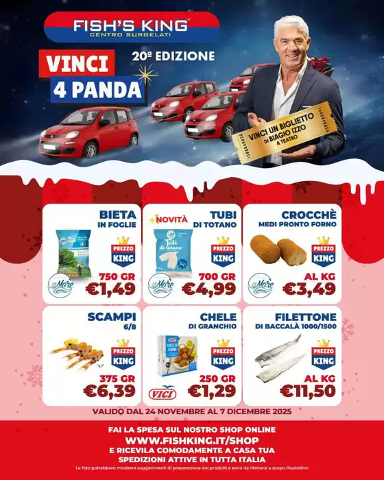Volantino Fish's King a Bologna | Vinci 4 panda | 2025-11-24T00:00:00.000Z - 2025-12-07T00:00:00.000Z