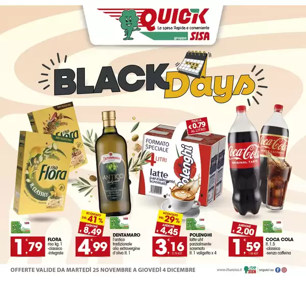 Volantino Quick Sisa a Bologna | Black days | 2025-11-25T00:00:00.000Z - 2025-12-04T00:00:00.000Z