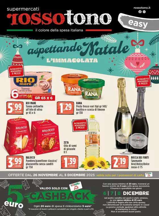 Volantino Supermercati Rossotono Easy a Sordevolo | Aspettando Natale | 2025-11-26T00:00:00.000Z - 2025-12-05T00:00:00.000Z