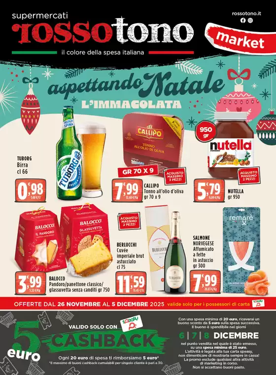 Volantino Supermercati Rossotono Market a Sordevolo | Aspettando Natale | 2025-11-26T00:00:00.000Z - 2025-12-05T00:00:00.000Z