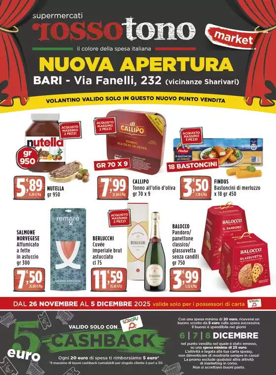 Volantino Supermercati Rossotono Market a Sordevolo | Nuova Apertura | 2025-11-26T00:00:00.000Z - 2025-12-05T00:00:00.000Z