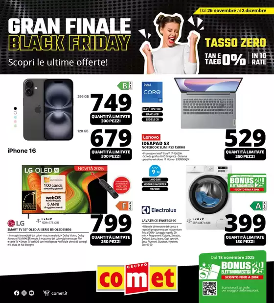 Volantino Comet a Porto Sant'Elpidio | Gran finale Black Friday da Comet! | 2025-11-26T00:00:00.000Z - 2025-12-02T00:00:00.000Z